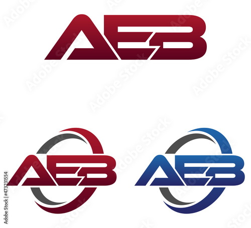 Modern 3 Letters Initial logo Vector Swoosh Red Blue AEB photo