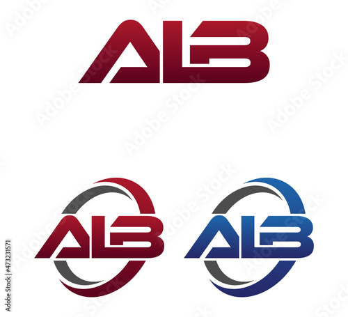 Modern 3 Letters Initial logo Vector Swoosh Red Blue ALB