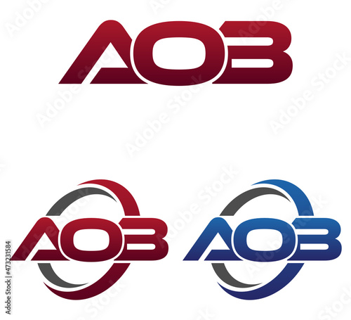 Modern 3 Letters Initial logo Vector Swoosh Red Blue AOB
