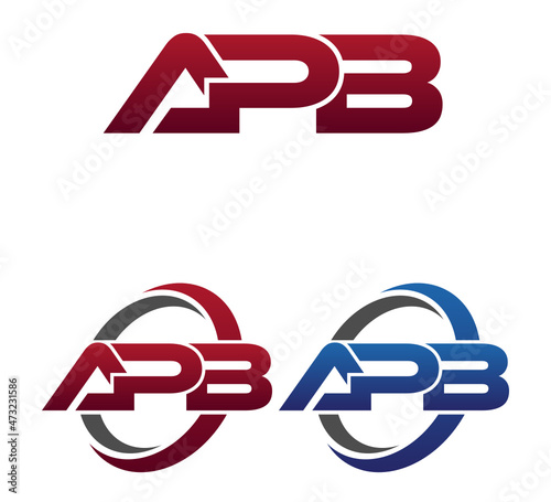 Modern 3 Letters Initial logo Vector Swoosh Red Blue APB