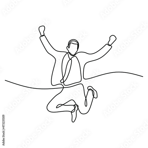man business jump happy oneline continuous single line art