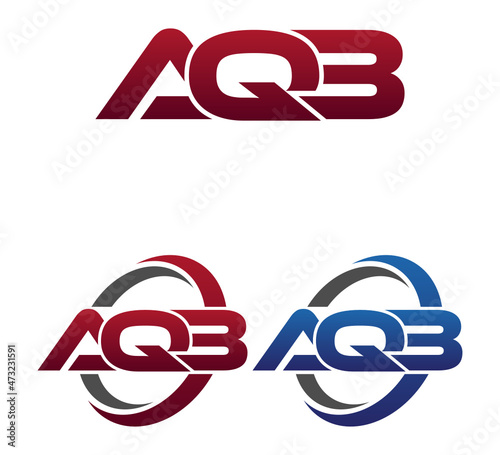 Modern 3 Letters Initial logo Vector Swoosh Red Blue AQB