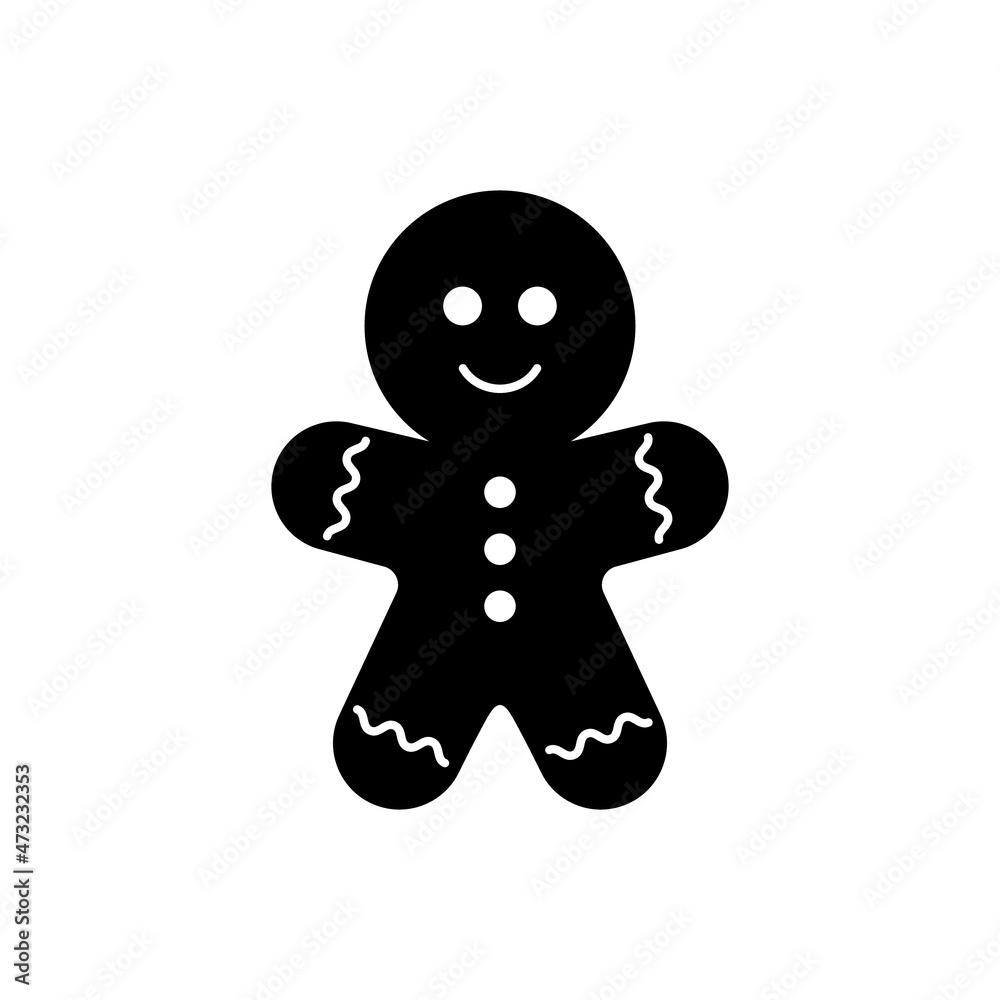 Vector Gingerbread Man Icon on White Background