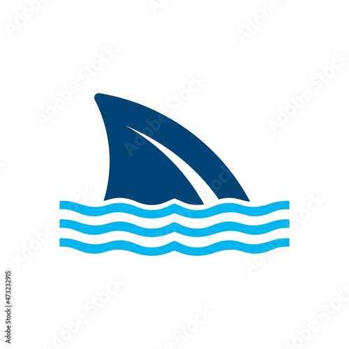 Swimming Shark with Blue Fin logo design
