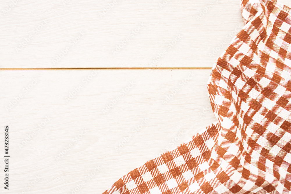 Fototapeta premium wooden texture plaid tablecloth kitchen textile design