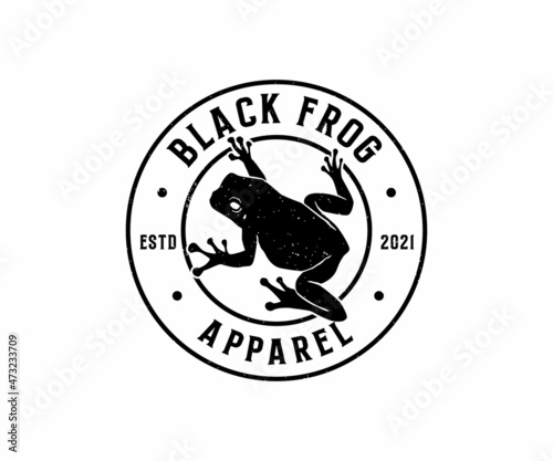 Black frog silhouette logo template. Frog logo