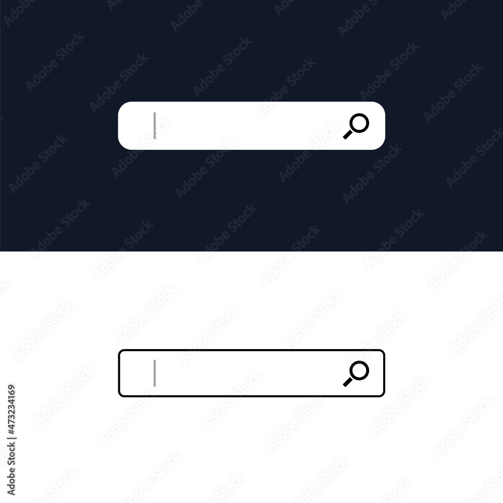 A search bar with an icon, with a blinking cursor. HTML template element. User interface for the website and application. Vector illustration. A search bar with an icon, with a blinking cursor. HTML template element. User interface for the website and application. Vector illustration.