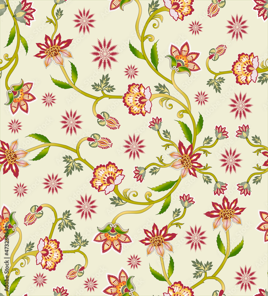 Classic floral Seamless pattern used for textile printing and wallpapers or for filling any contours