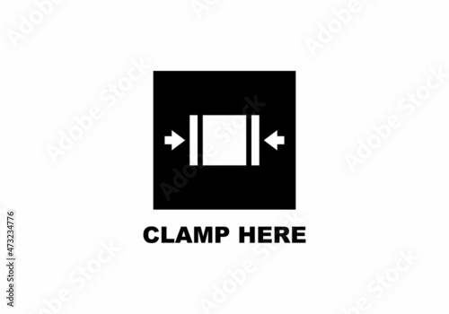 Clamp here simple flat icon vector illustration