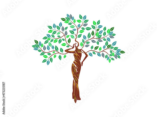 fashion store logo, fashion show of a woman tree concept