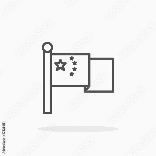 China Flag icon. Editable Stroke and pixel perfect. Outline style. Vector illustration. Enjoy this icon for your project.