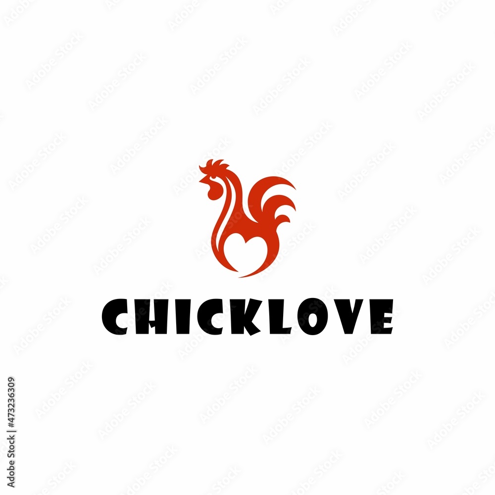 Fototapeta premium Chicken Love Symbol Logo Design