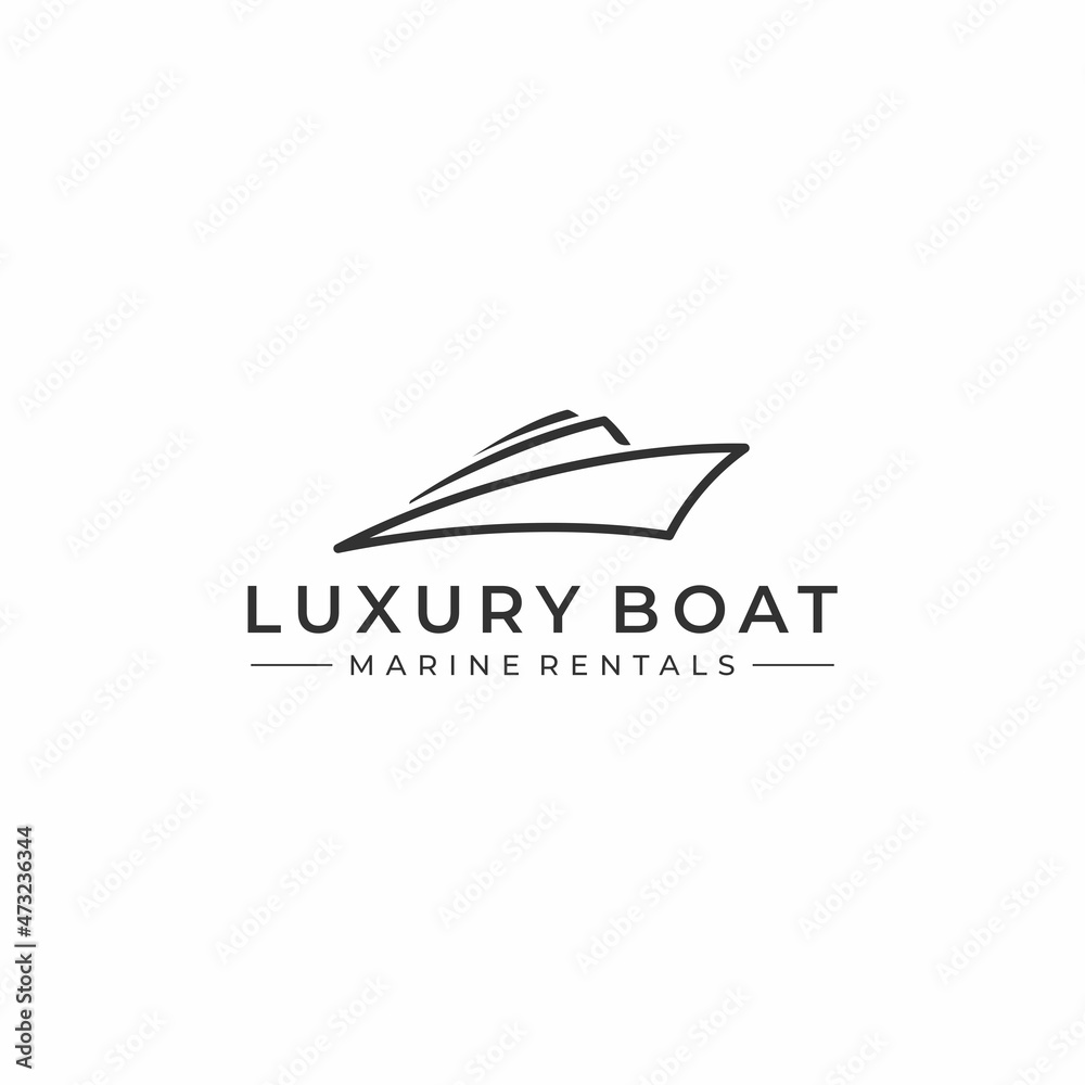 Vintage Luxury Boat Ship Symbol Logo Design