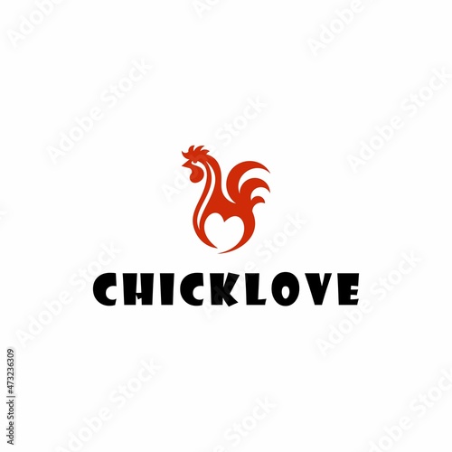 Chicken Love Symbol Logo Design