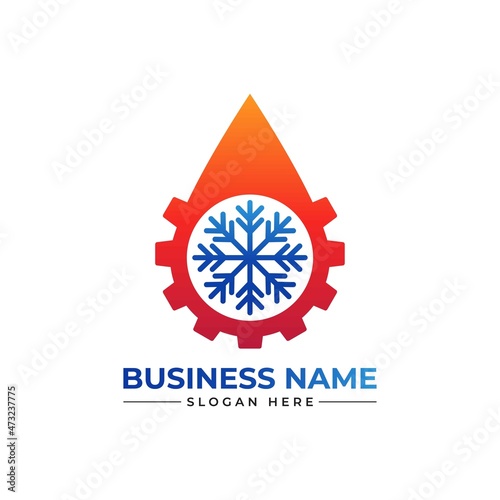 oil, gas, air conditioning, heating, and cooling HVAC service logo design