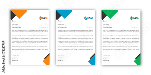 Creative minimal modern and clean colorful business letterhead design template A4 size