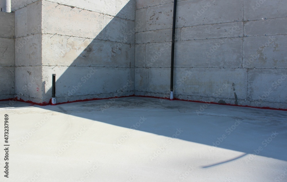 A completed concrete foundation on a building A completed concrete foundation on a building