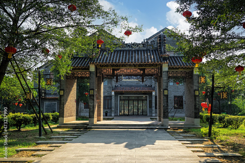 Foshan city, Guangdong, China. Fengjian Water Township (Fengjian Village). The village has a long history and features historic sites throughout. The main gate.  