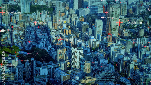 Photography Smart city and communication network concept. Business network.