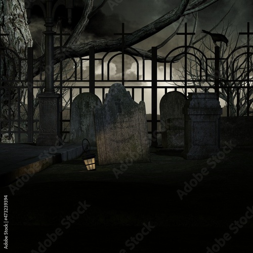 3d illustration of an fantasy background with a spooky atmosphere 