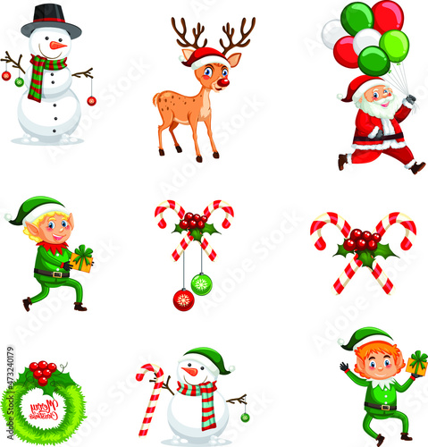 Fototapeta Naklejka Na Ścianę i Meble -  Christmas collection flat vector icon collection set