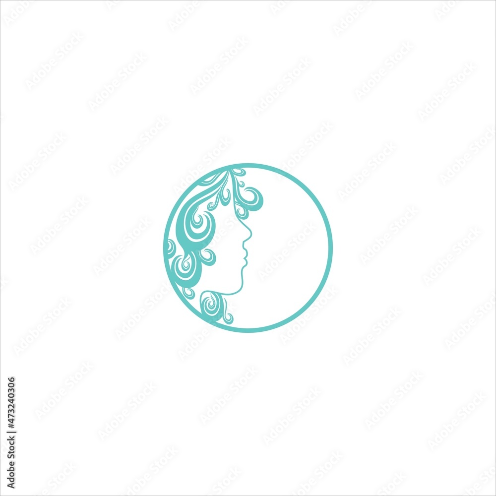 woman's head logo vector template curls woman's head logo vector template curls