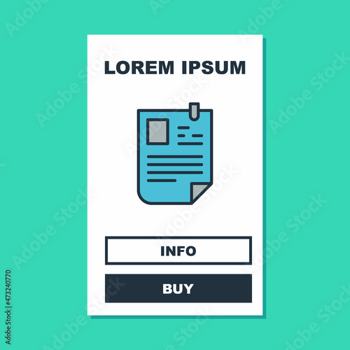 Filled outline Resume icon isolated on turquoise background. CV application. Searching professional staff. Analyzing personnel resume. Vector