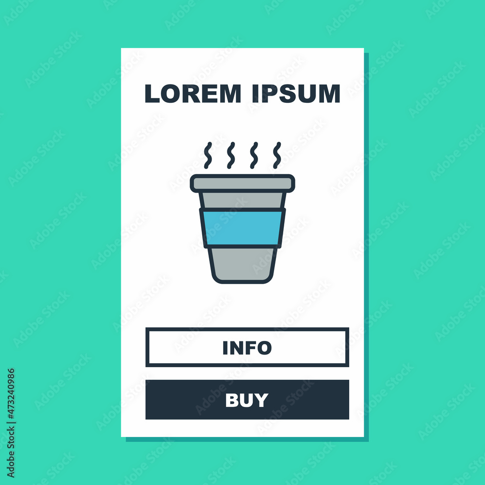 Filled outline Coffee cup to go icon isolated on turquoise background. Vector Filled outline Coffee cup to go icon isolated on turquoise background. Vector