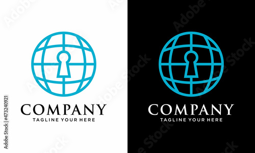 Education for all, key to the whole world, global knowledge. Icon logo on a black and white background.
