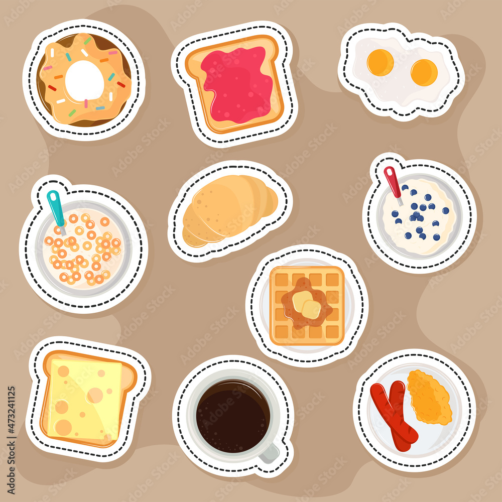 breakfast stickers icons