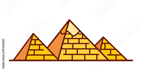 Vector pyramids of Egypt, illustration of egyptian pyramids in cartoon style, icon of tourists sights