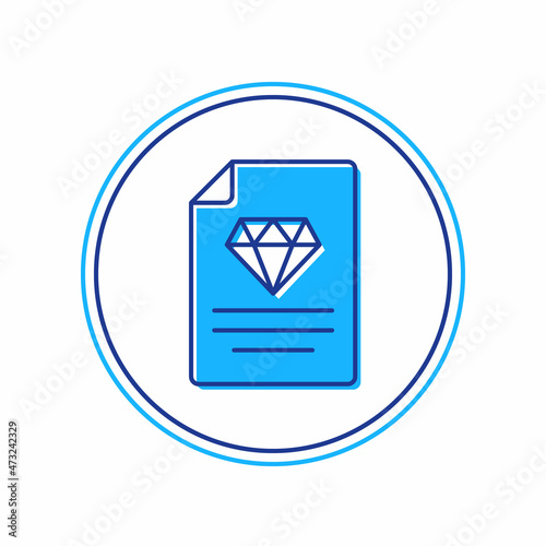 Filled outline Certificate of the diamond icon isolated on white background. Vector
