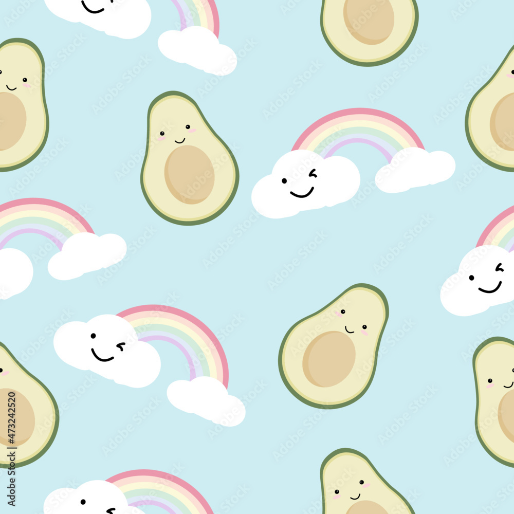 Seamless pattern with cute and funny avocado Vector Image