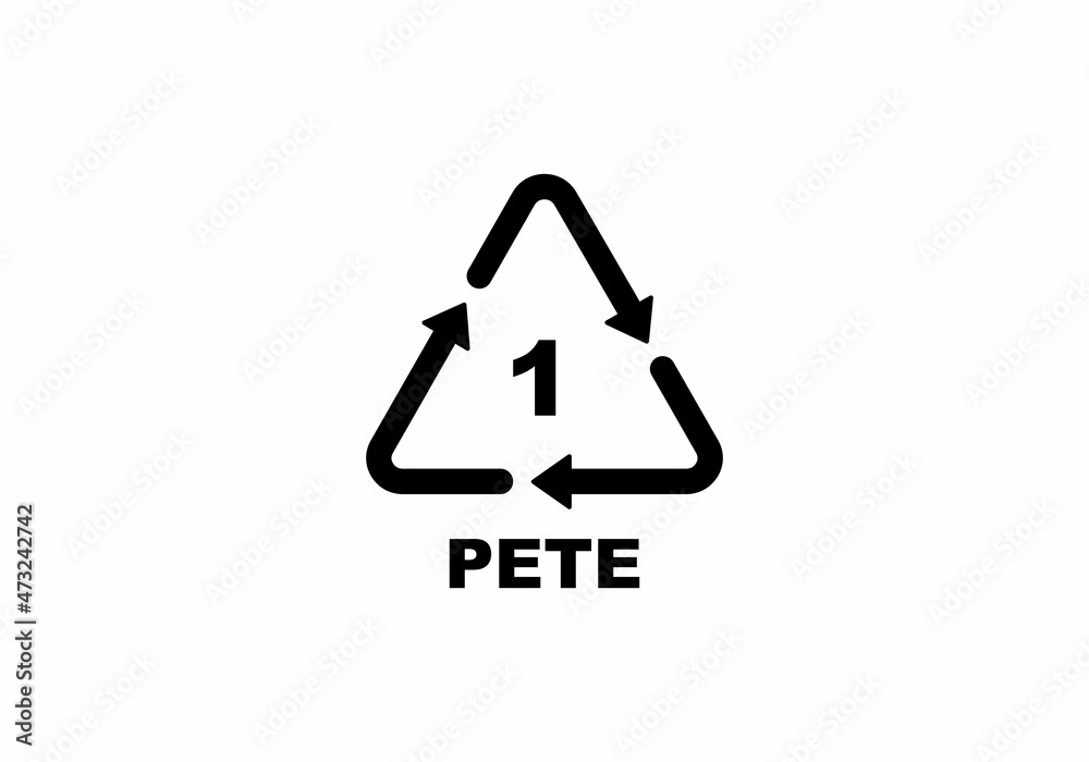 Plastic recycling code symbol. PETE recycling symbol for plastic, simple flat icon vector Plastic recycling code symbol. PETE recycling symbol for plastic, simple flat icon vector