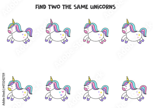 Fototapete Find two identical unicorns