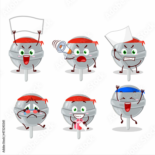 Mascot design style of sweet white lollipop character as an attractive supporter
