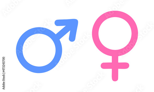 Male and female gender signs. Mars and Venus symbols. Boy or girl, he or she concept. Vector flat illustration.