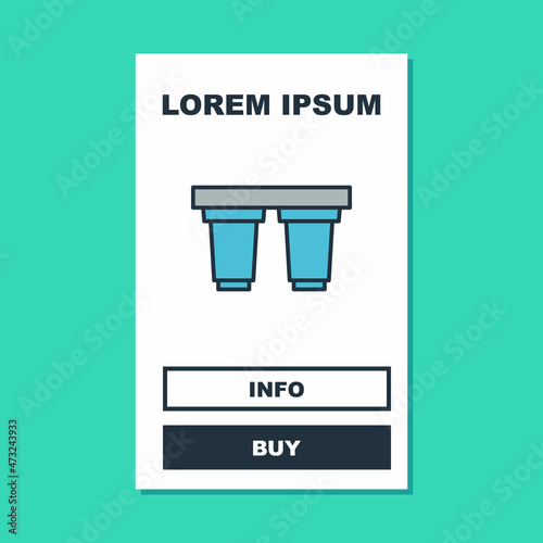 Filled outline Water filter cartridge icon isolated on turquoise background. Vector