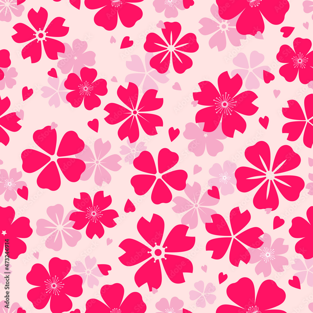 Seamless pattern with Sakura flowers or cherry blossom. Design for print screen backdrop, Fabric, and tile wallpaper. Seamless pattern with Sakura flowers or cherry blossom. Design for print screen backdrop, Fabric, and tile wallpaper.