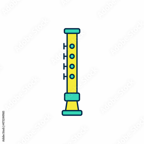 Filled outline Flute icon isolated on white background. Musical instrument. Vector