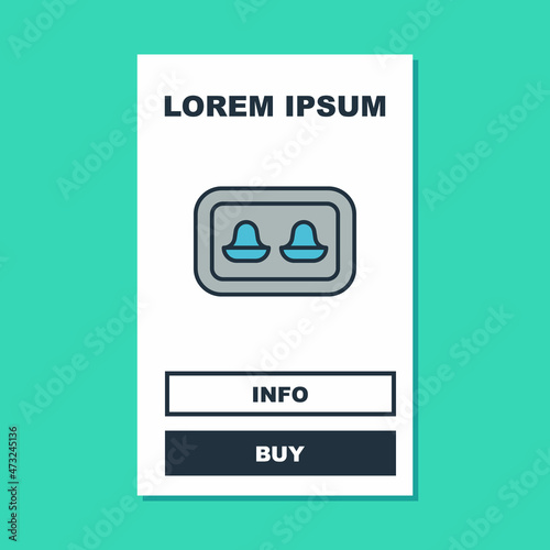 Filled outline Earplugs with storage box icon isolated on turquoise background. Ear plug sign. Noise symbol. Sleeping quality concept. Vector
