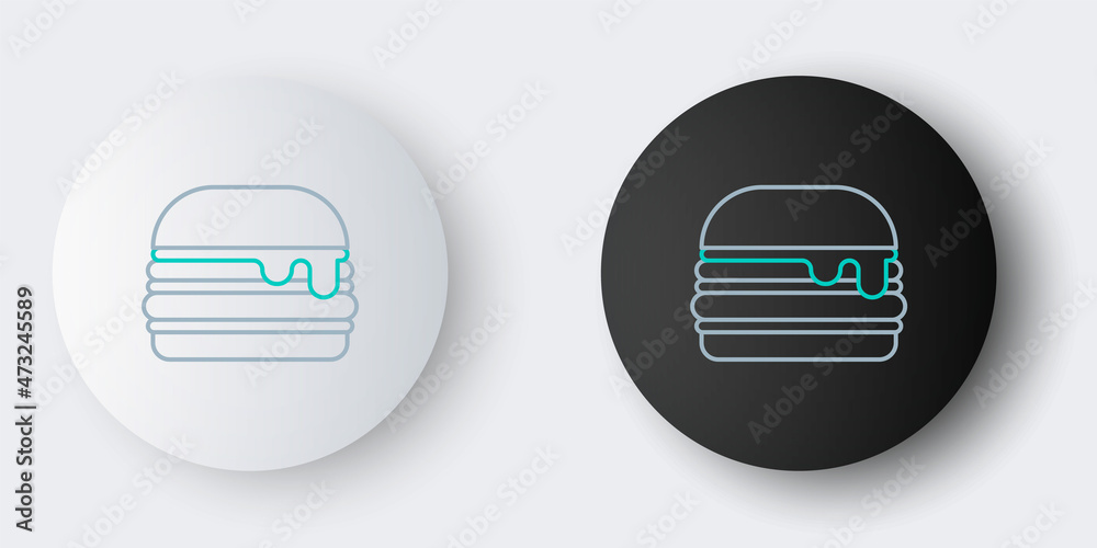 Line Burger icon isolated on grey background. Hamburger icon. Cheeseburger sandwich sign. Fast food menu. Colorful outline concept. Vector Line Burger icon isolated on grey background. Hamburger icon. Cheeseburger sandwich sign. Fast food menu. Colorful outline concept. Vector