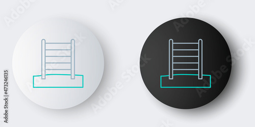 Line Wooden Swedish wall icon isolated on grey background. Swedish stairs. Colorful outline concept. Vector