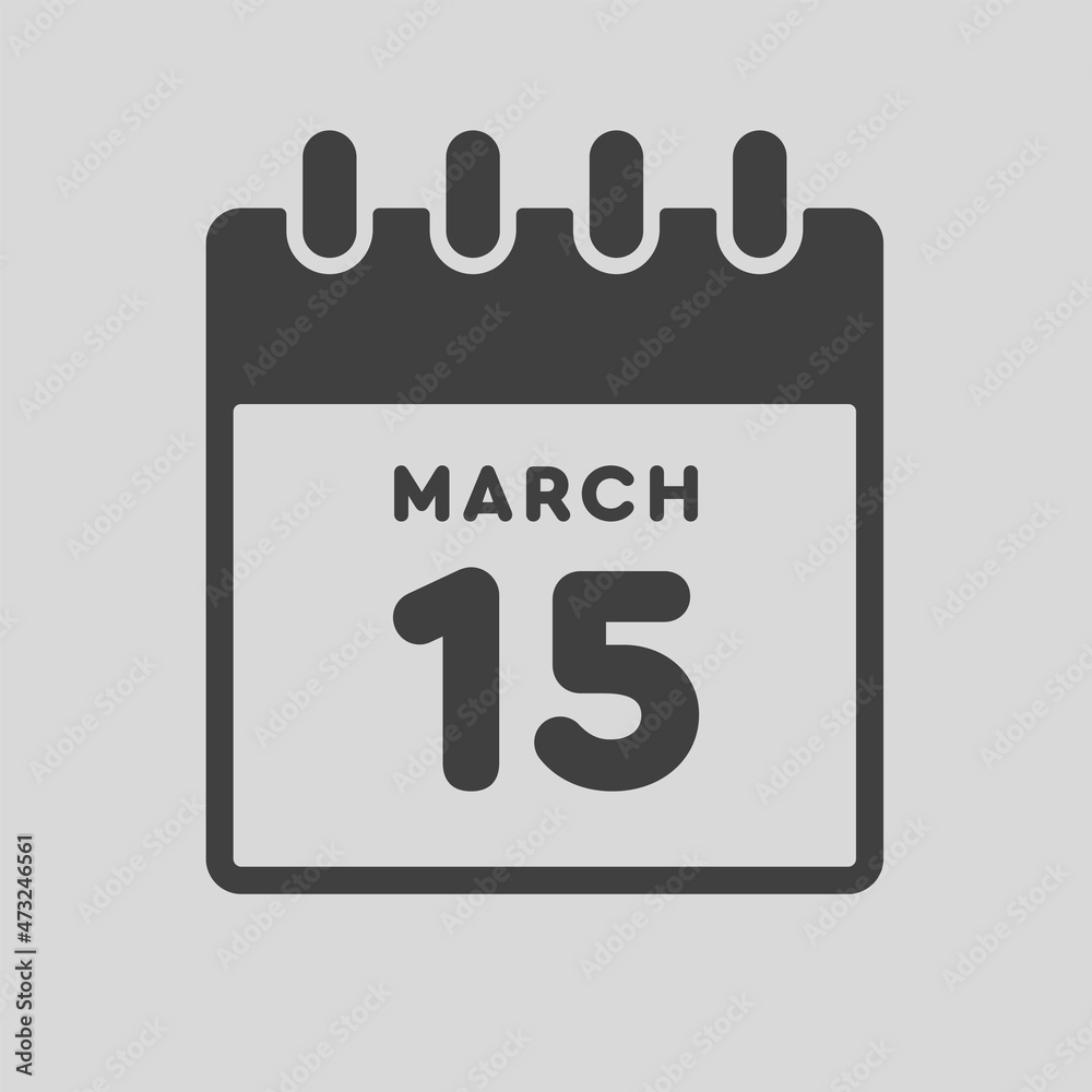 Icon day date 15 March, template calendar page Icon day date 15 March, template calendar page