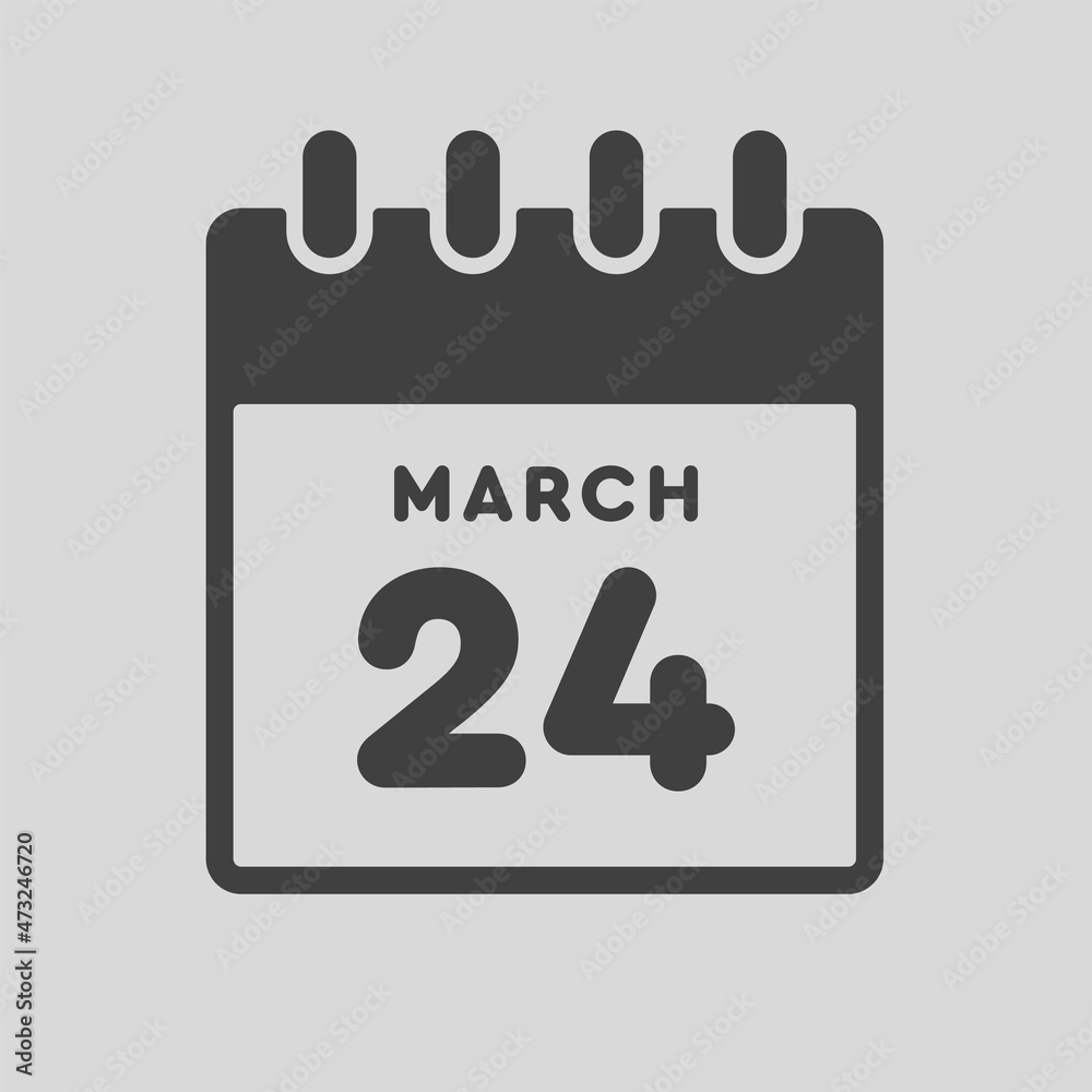 Icon day date 24 March, template calendar page Icon day date 24 March, template calendar page
