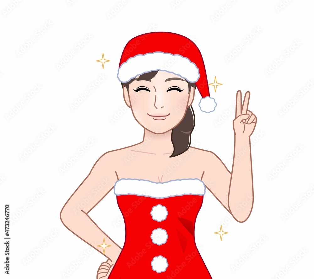 クリスマスコスチュームを着た女性