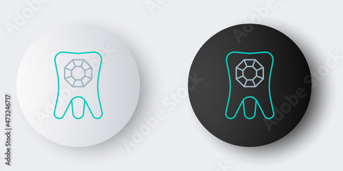 Line Tooth with diamond icon isolated on grey background. Colorful outline concept. Vector