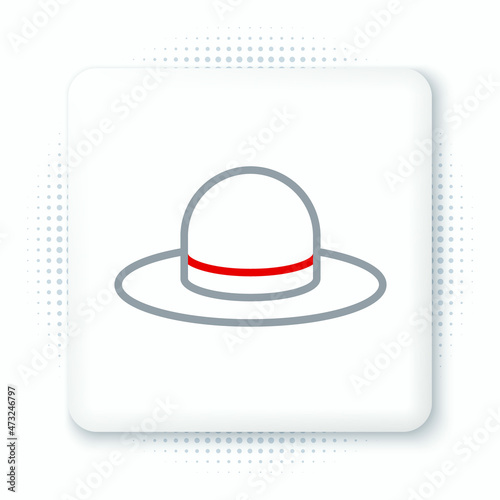 Line Man hat with ribbon icon isolated on white background. Colorful outline concept. Vector
