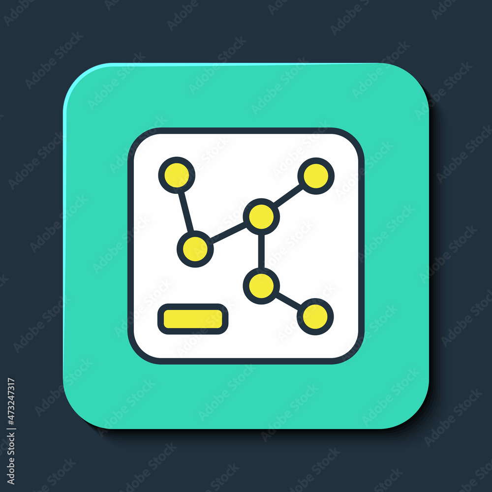 Filled outline Railway map icon isolated on blue background. Turquoise square button. Vector Filled outline Railway map icon isolated on blue background. Turquoise square button. Vector
