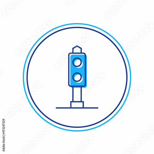 Filled outline Train traffic light icon isolated on white background. Traffic lights for the railway to regulate the movement of trains. Vector